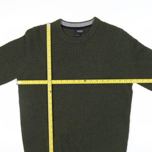 FARHI by Nicole Farhi Men's Green Wool Blend Waffle Knit Jumper M