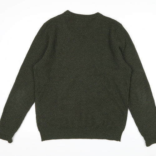 FARHI by Nicole Farhi Men's Green Wool Blend Waffle Knit Jumper M