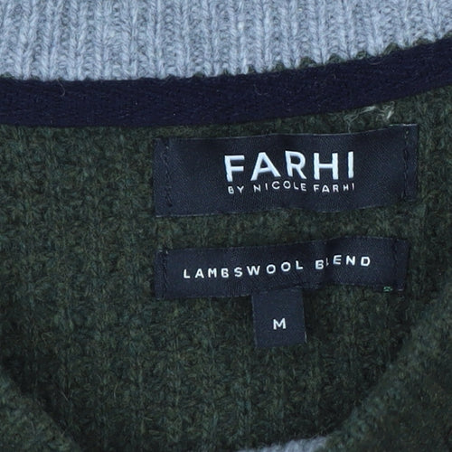 FARHI by Nicole Farhi Men's Green Wool Blend Waffle Knit Jumper M