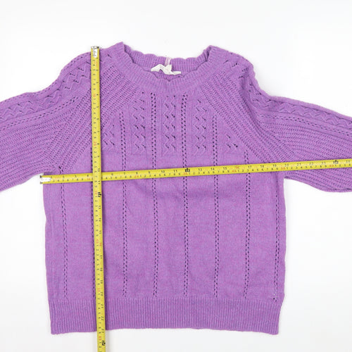 Marks and Spencer Per Una Women's Purple Cable Knit Jumper Size 16