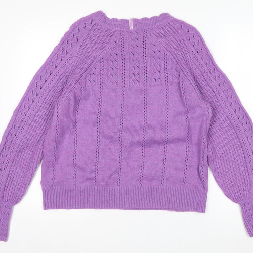 Marks and Spencer Per Una Women's Purple Cable Knit Jumper Size 16