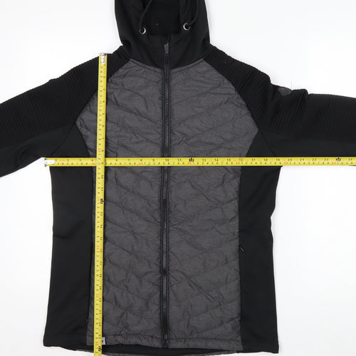 Trespass Women Black Grey Quilted Hooded Full Zip Jacket UK 12