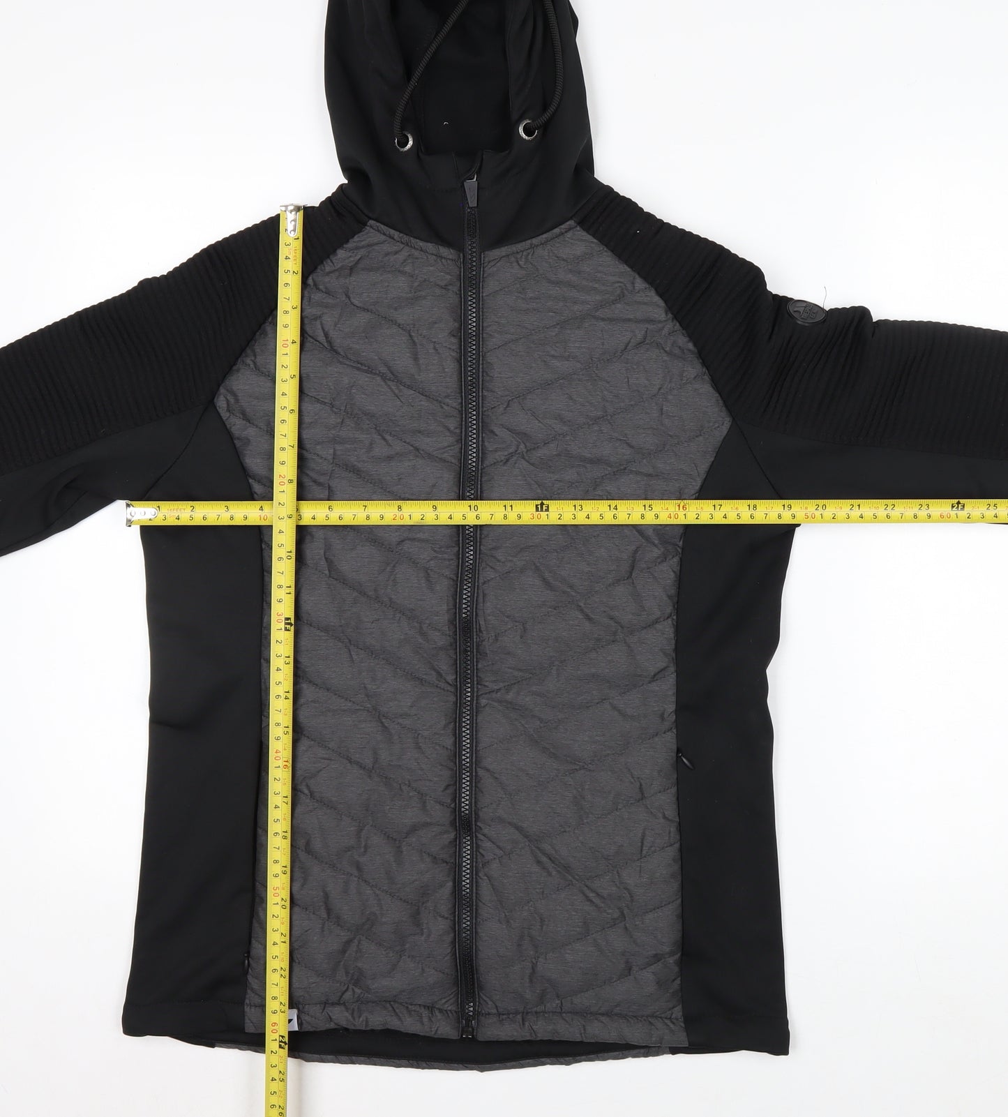 Trespass Women Black Grey Quilted Hooded Full Zip Jacket UK 12