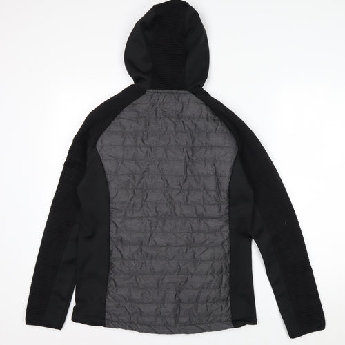 Trespass Women Black Grey Quilted Hooded Full Zip Jacket UK 12