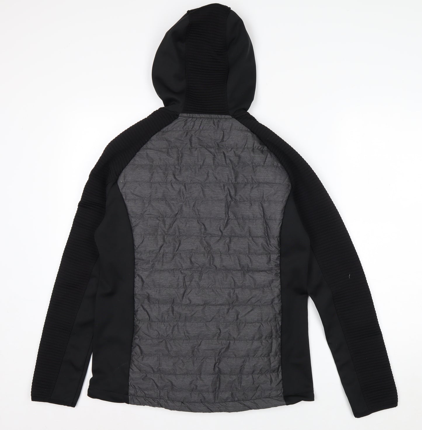 Trespass Women Black Grey Quilted Hooded Full Zip Jacket UK 12