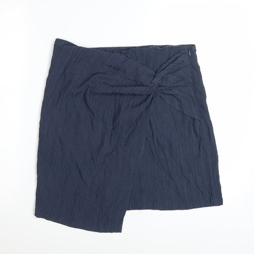 Threadbare Womens Blue Wrap Asymmetric Cotton Skirt Size 12