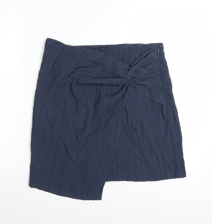 Threadbare Womens Blue Wrap Asymmetric Cotton Skirt Size 12