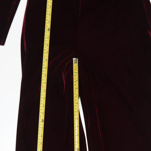 Reiss Womens Burgundy Velvet One Shoulder Jumpsuit UK 10