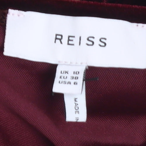 Reiss Womens Burgundy Velvet One Shoulder Jumpsuit UK 10
