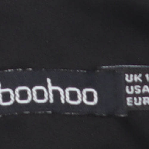 Boohoo Women's Black Off Shoulder Puff Sleeve Bodysuit Size 14