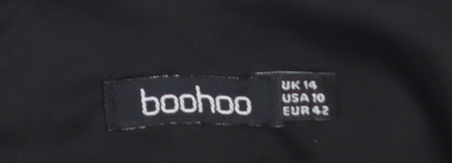 Boohoo Women's Black Off Shoulder Puff Sleeve Bodysuit Size 14