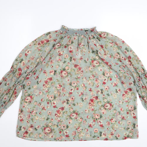Zara Women’s Multicoloured Floral Chiffon Blouse Size S Long Sleeve