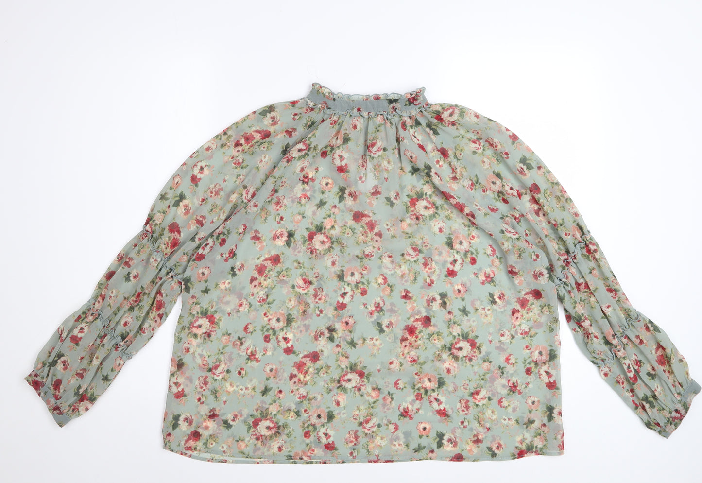 Zara Women’s Multicoloured Floral Chiffon Blouse Size S Long Sleeve