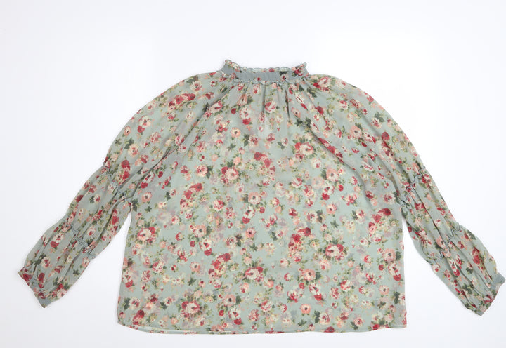 Zara Women’s Multicoloured Floral Chiffon Blouse Size S Long Sleeve