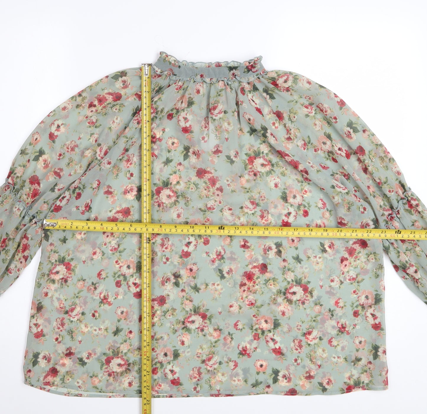 Zara Women’s Multicoloured Floral Chiffon Blouse Size S Long Sleeve