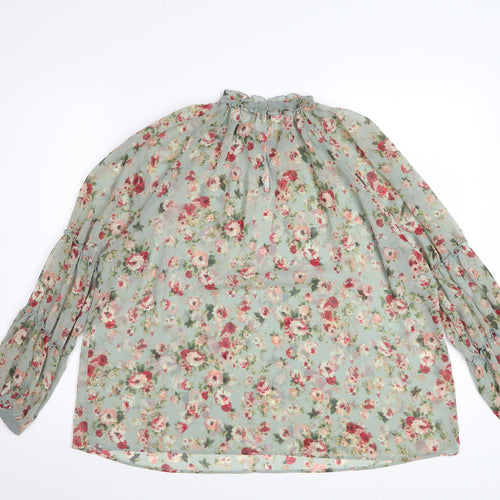 Zara Women’s Multicoloured Floral Chiffon Blouse Size S Long Sleeve