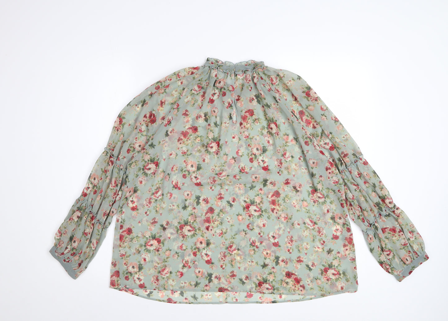 Zara Women’s Multicoloured Floral Chiffon Blouse Size S Long Sleeve