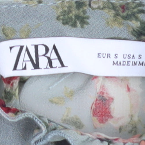 Zara Women’s Multicoloured Floral Chiffon Blouse Size S Long Sleeve