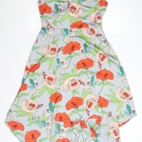 QED London Women's Multicoloured Floral Hi-Low A-Line Dress Size 10