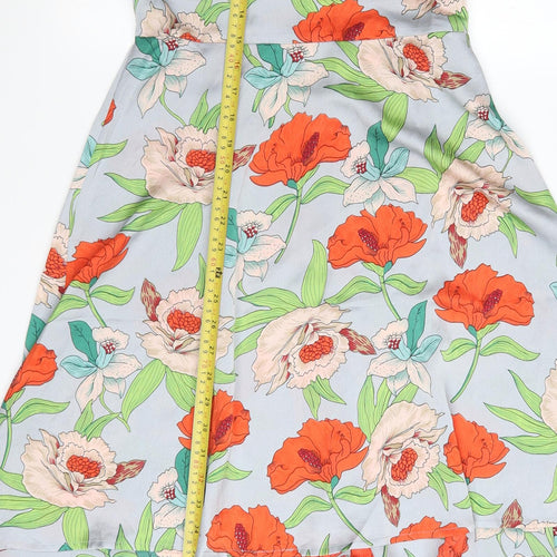 QED London Women's Multicoloured Floral Hi-Low A-Line Dress Size 10