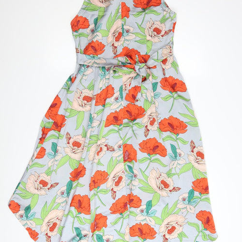 QED London Women's Multicoloured Floral Hi-Low A-Line Dress Size 10