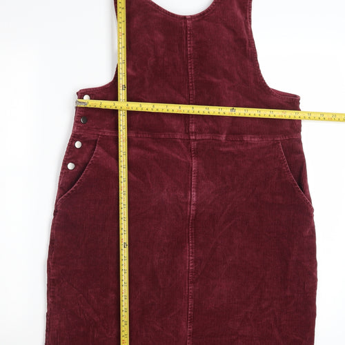 Roman Womens Red Corduroy Pinafore Dress Size 12 Sleeveless Workwear