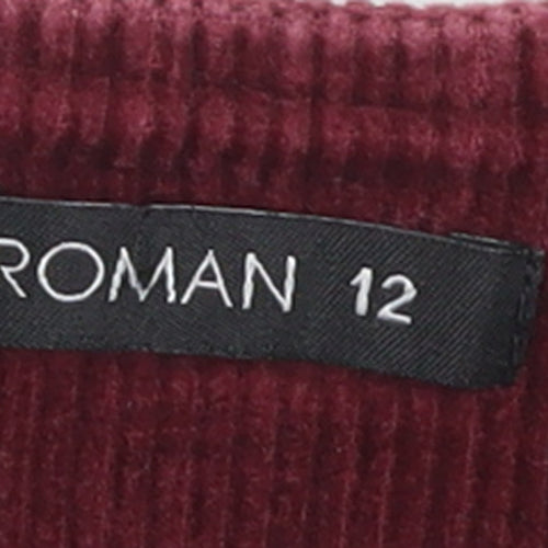 Roman Womens Red Corduroy Pinafore Dress Size 12 Sleeveless Workwear