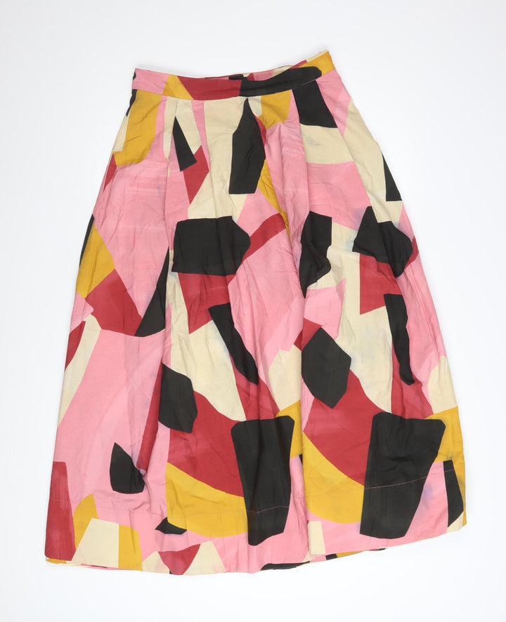 Zara Women's Multicoloured A-Line Midi Cotton Skirt Size M