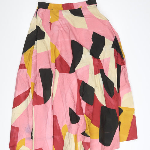 Zara Women's Multicoloured A-Line Midi Cotton Skirt Size M