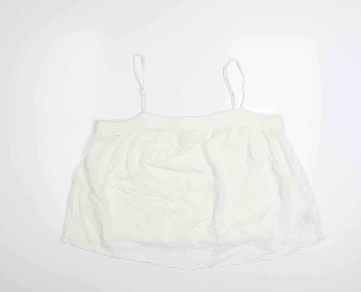 H&M Women White Camisole Tank Top L Cotton Linen Summer