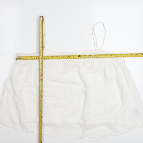 H&M Women White Camisole Tank Top L Cotton Linen Summer