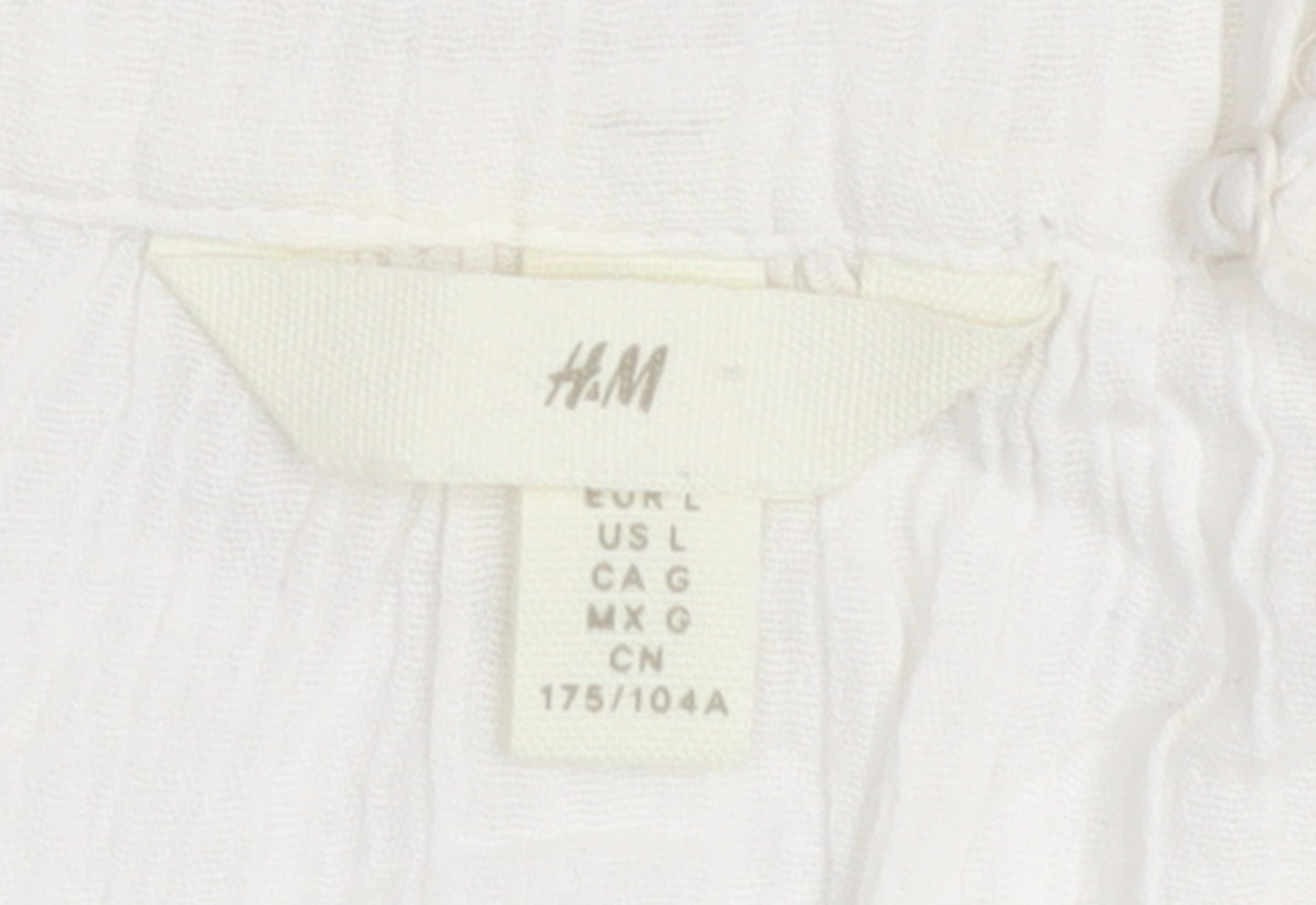 H&M Women White Camisole Tank Top L Cotton Linen Summer