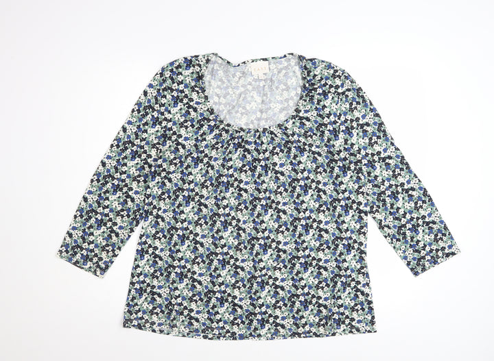 East Women’s Multicoloured Floral Jersey Tunic Blouse Size 18
