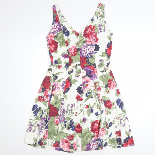 Style Et File Women's Multicoloured Floral Fit & Flare Cotton Dress Size 12