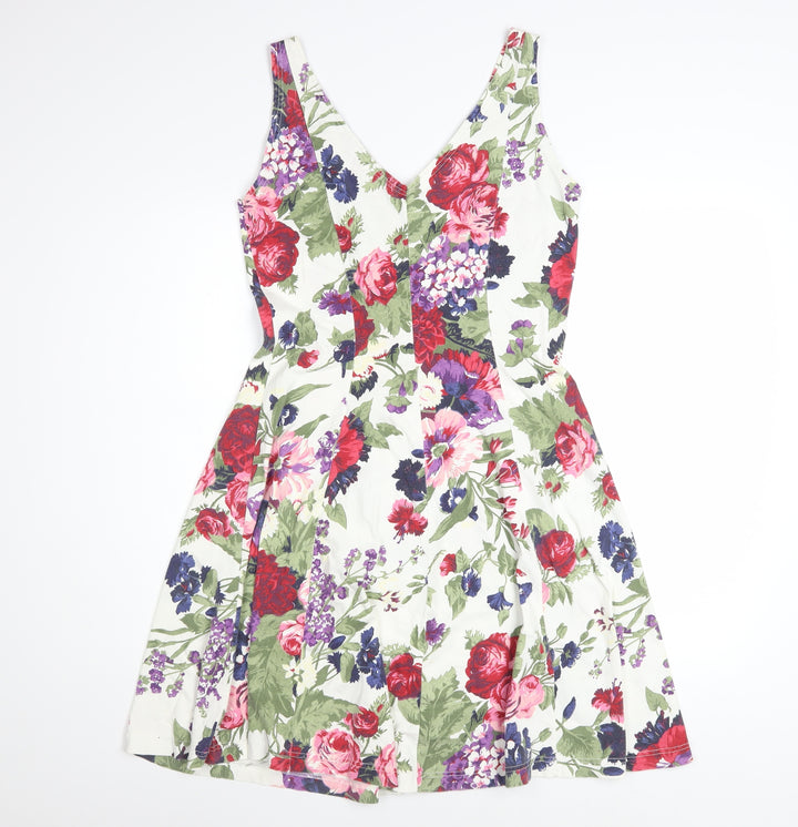 Style Et File Women's Multicoloured Floral Fit & Flare Cotton Dress Size 12