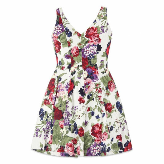 Front view of Style Et File Women's Multicoloured Floral Fit & Flare Cotton Dress, size 12