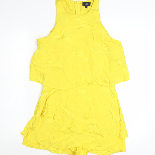 River Island Women's Yellow Sleeveless Woven Playsuit Size 10