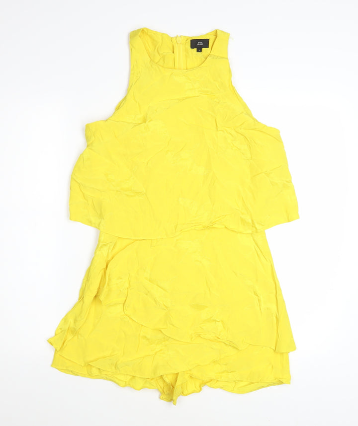 River Island Women's Yellow Sleeveless Woven Playsuit Size 10