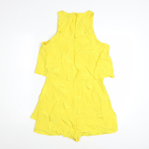 River Island Women's Yellow Sleeveless Woven Playsuit Size 10