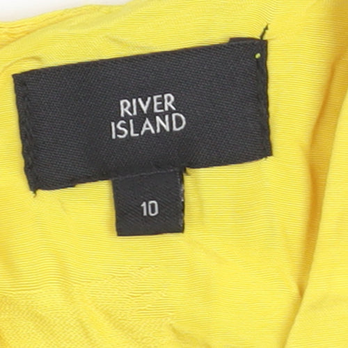 River Island Women's Yellow Sleeveless Woven Playsuit Size 10