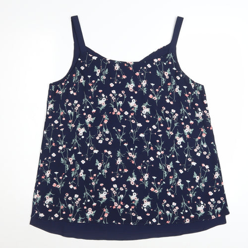 Nutmeg Women’s Blue Floral Camisole Top Size 16 Polyester Sleeveless