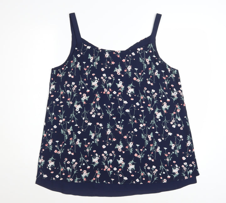 Nutmeg Women’s Blue Floral Camisole Top Size 16 Polyester Sleeveless