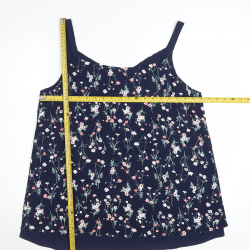 Nutmeg Women’s Blue Floral Camisole Top Size 16 Polyester Sleeveless