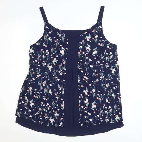 Nutmeg Women’s Blue Floral Camisole Top Size 16 Polyester Sleeveless