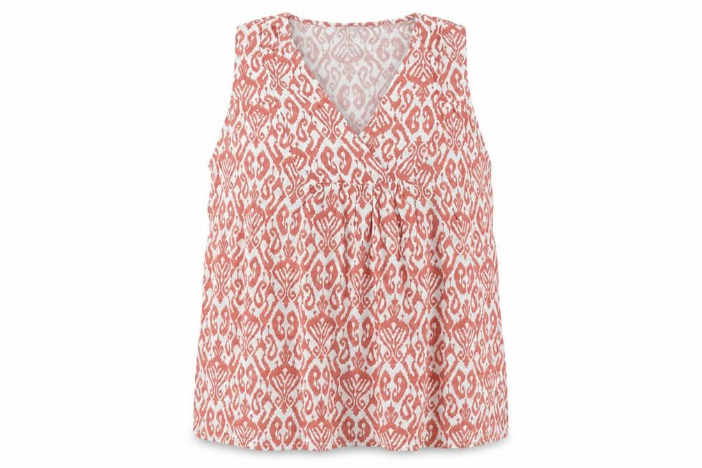 Bonmarché Women's Pink Geometric Sleeveless V-Neck Tunic Blouse Size 18