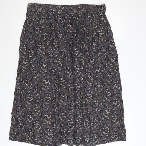 Fat Face Women's Blue Paisley Viscose A-Line Midi Skirt Size 14
