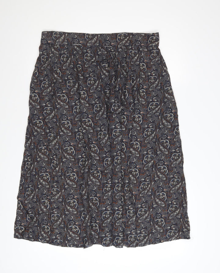 Fat Face Women's Blue Paisley Viscose A-Line Midi Skirt Size 14