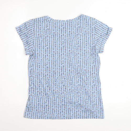 Mistral Womens Blue Floral Cotton T-Shirt Size 8 Short Sleeve