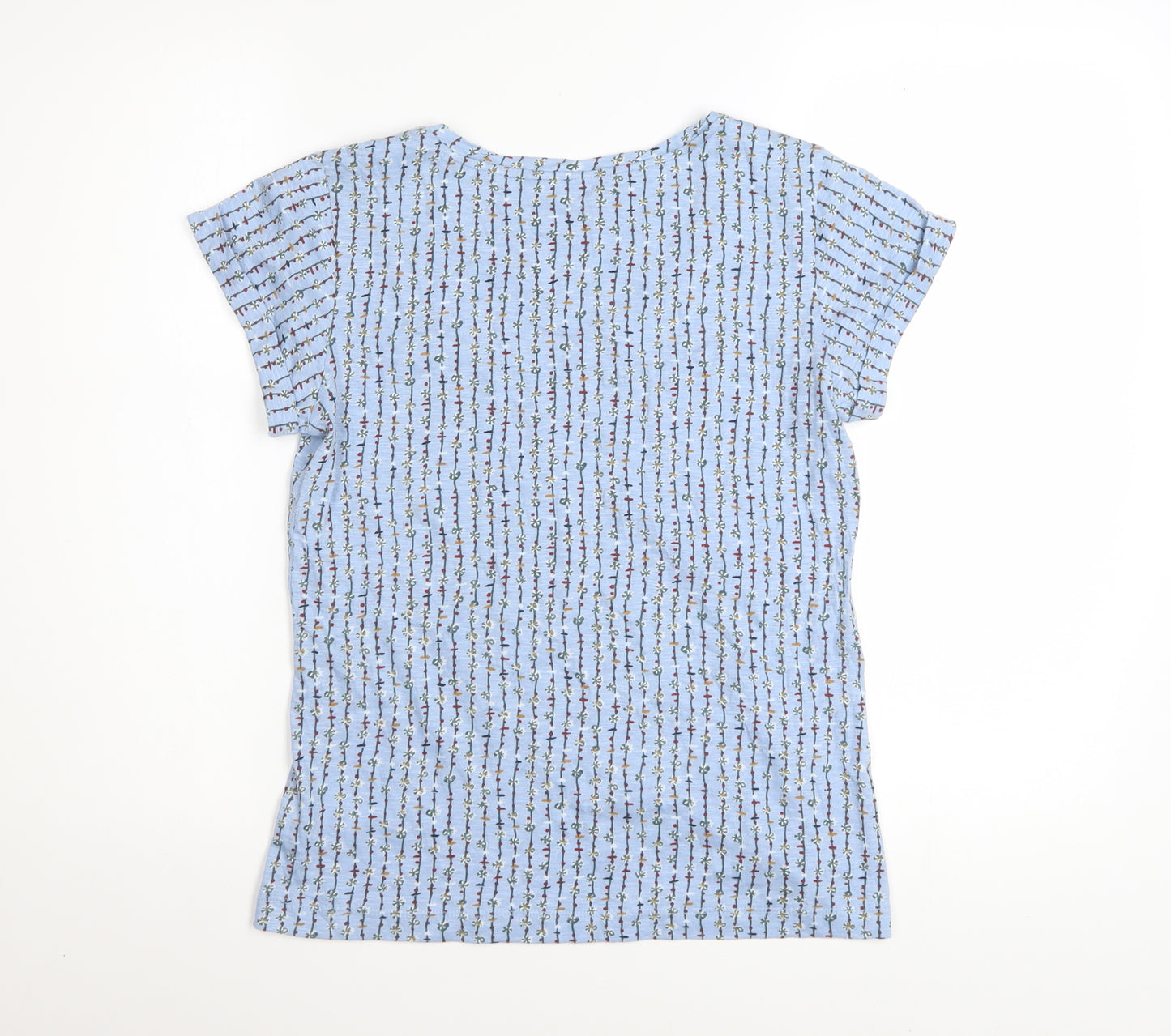 Mistral Womens Blue Floral Cotton T-Shirt Size 8 Short Sleeve