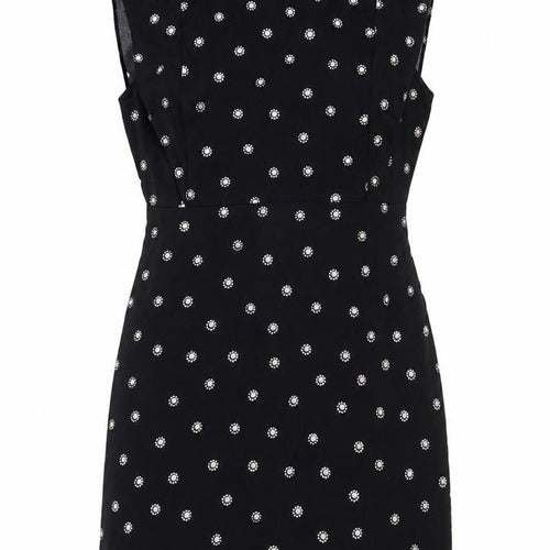 Liena Women Black Floral Embroidered Shift Dress Size 12